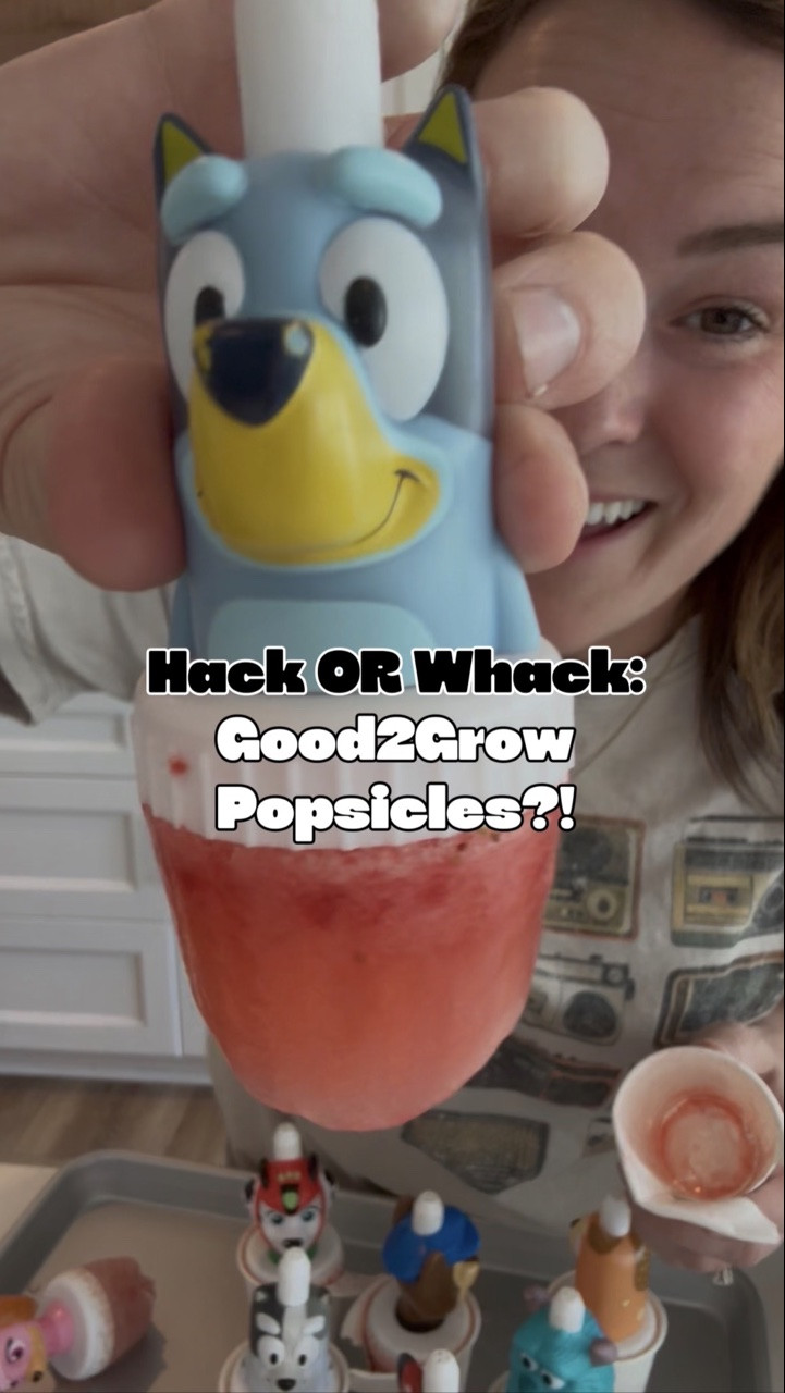 Would you try these?! I NEED EASY, and NOT something to be more work than fun, so you know I had to try this for all of us who want the same!

I love that the character gives small toddler hands something big to hold on to & there’s so many flavors you could make! I’m going to try strawberry lemonade next!

⭐️ What I learned: 
•Make sure you really push the toppers into the Dixie cup! Mine started to tilt. So, make sure they’re secure for freezing!

•Definitely cut the straw into 2 pieces and use both in the hole or otherwise it’s not secure enough to hold the character! 
 
•My biggest mistake was pulling the entire tray out at once, because then my kids just wanted to try to eat all the characters at once 🤪…so maybe only pull out however many ya need…but they’re probably still fight over characters because #kids