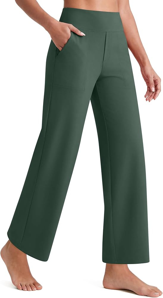 G4Free EverGoing Wide Leg Ankle Pants for Women 7/8 Length Yoga Dress Pants High Waist Stretch wi... | Amazon (US)