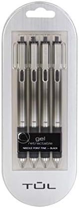 Tul Retractable Gel Pens 0.7mm Needle Point Medium, Black 4/pk | Amazon (US)