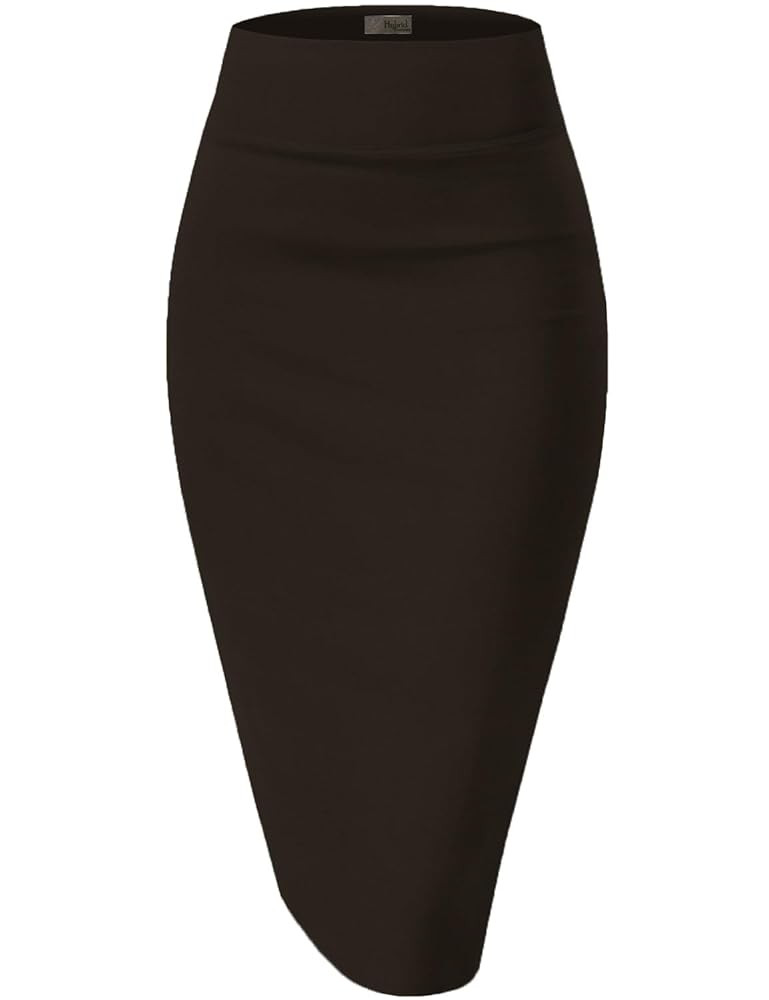 Hybrid & Company Women's Premium Nylon Ponte Stretch High Waist Pencil Suit Skirt Below Knee | Amazon (US)
