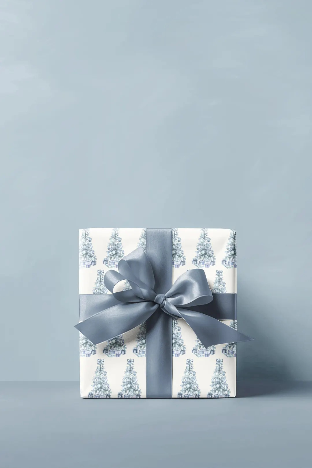 Christmas Tree Bow Watercolor Wrapping Paper Blue Green Gift Wrap Roll, Christmas, Holiday Gift W... | Etsy (US)