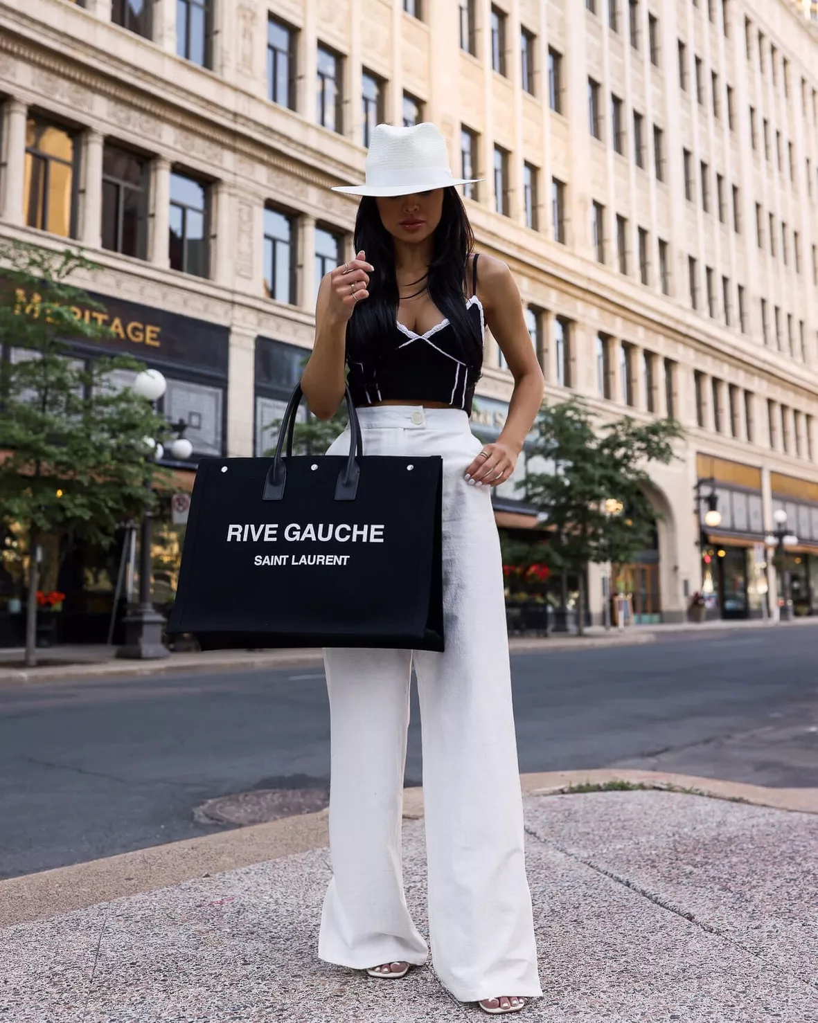 Saint Laurent - Authenticated Cabas Rive Gauche Handbag - Linen Beige for Women, Never Worn