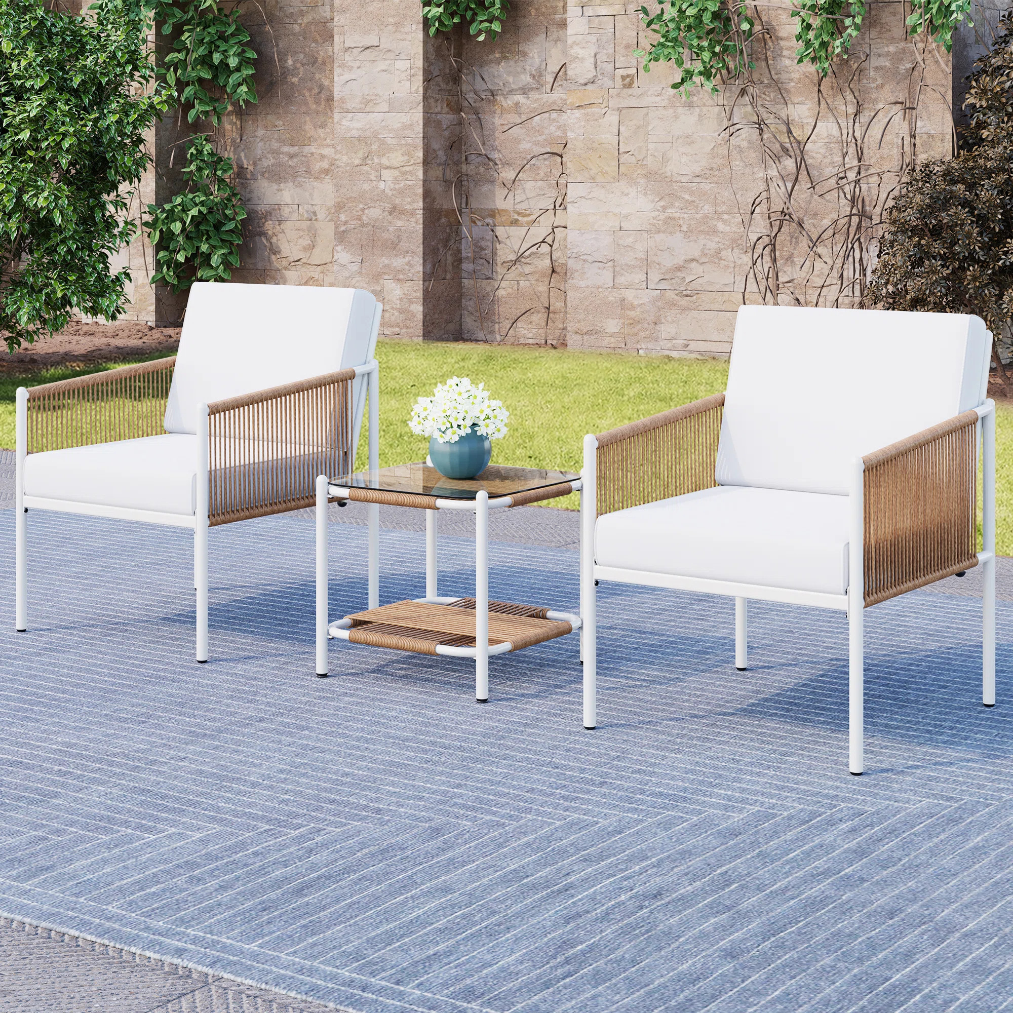 Wade Logan® Ascanio 2 - Person Outdoor Seating Group with Cushions & Reviews | Wayfair | Wayfair North America