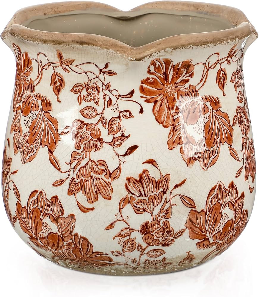 Newtay 6 Inch Vintage Ceramic Planters Crackle Glaze,Fresh | Amazon (US)