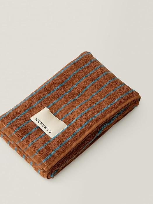 WENSHUO Fluffy Caramel-Striped Pure Cotton Hand Towel,100% Combed Cotton,Luxury Towel,Super Absor... | Amazon (US)