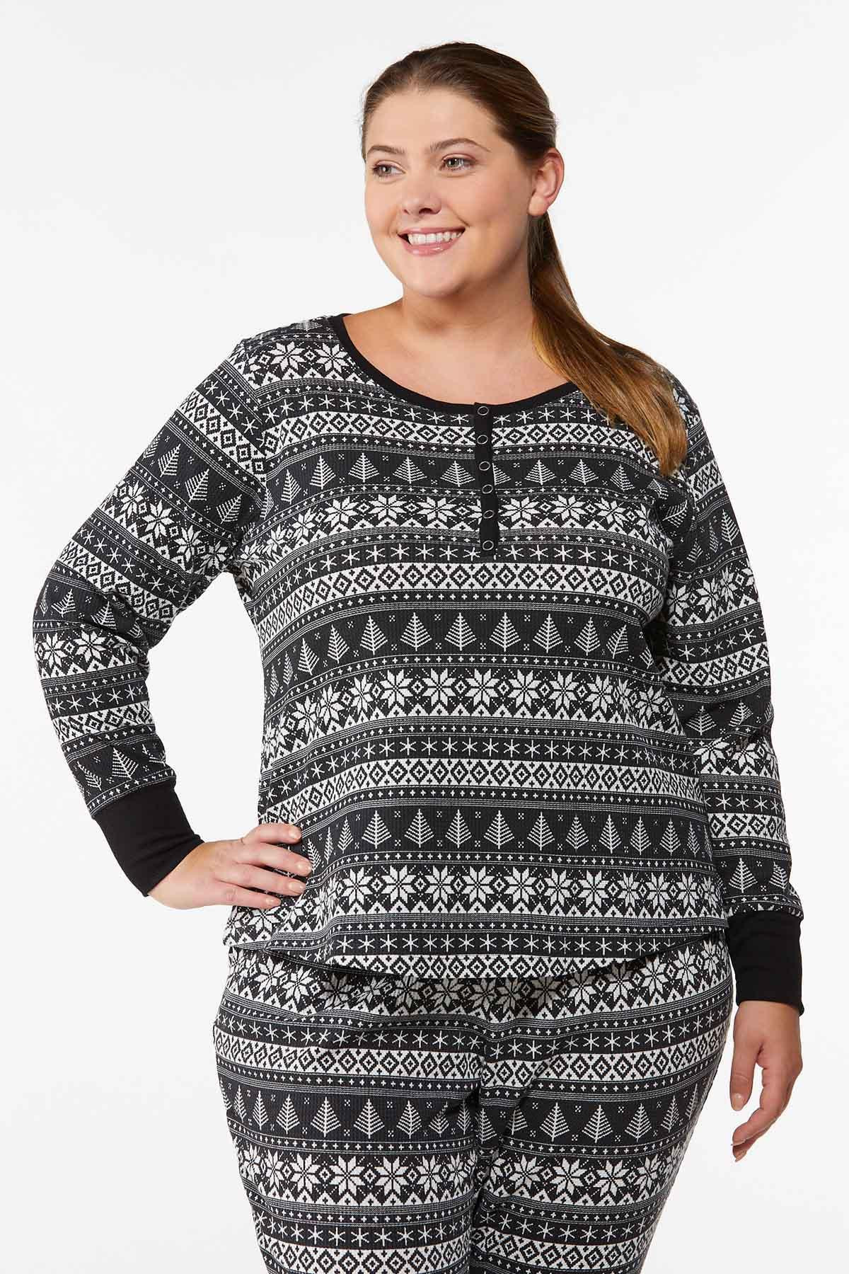 Plus Size Textured Holiday Sleep Top | Cato Fashions