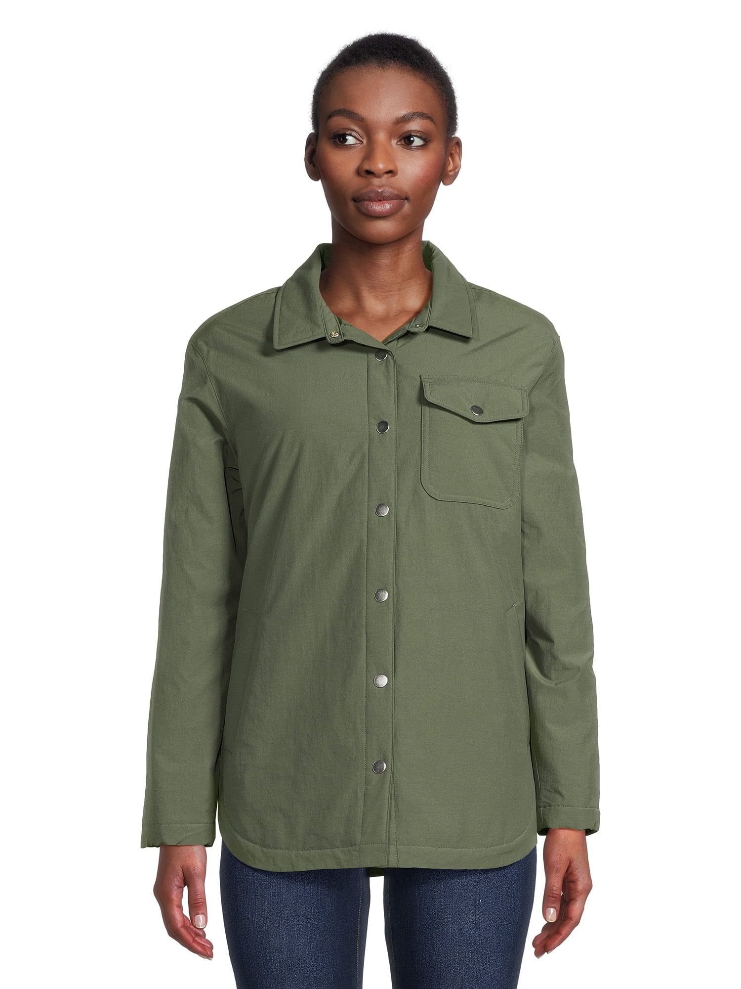 Time and Tru Women's Snap Front Shacket, Sizes XS-3X | Walmart (US)