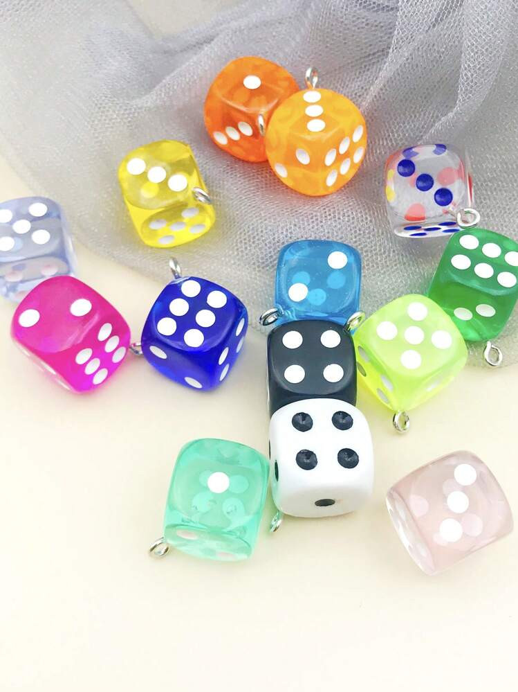 10pcs/set Random Resin Dice DIY Pendant | SHEIN