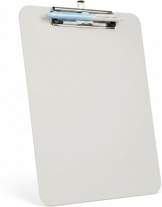 Plastic Clipboard with Pen Holder,Standard A4 Size,Nursing Clip Boards 8.5x11 Heavy Duty,Low Profile Clipboards for Women Kids Teacher,School Office and Home,Light Gray | Amazon (US)