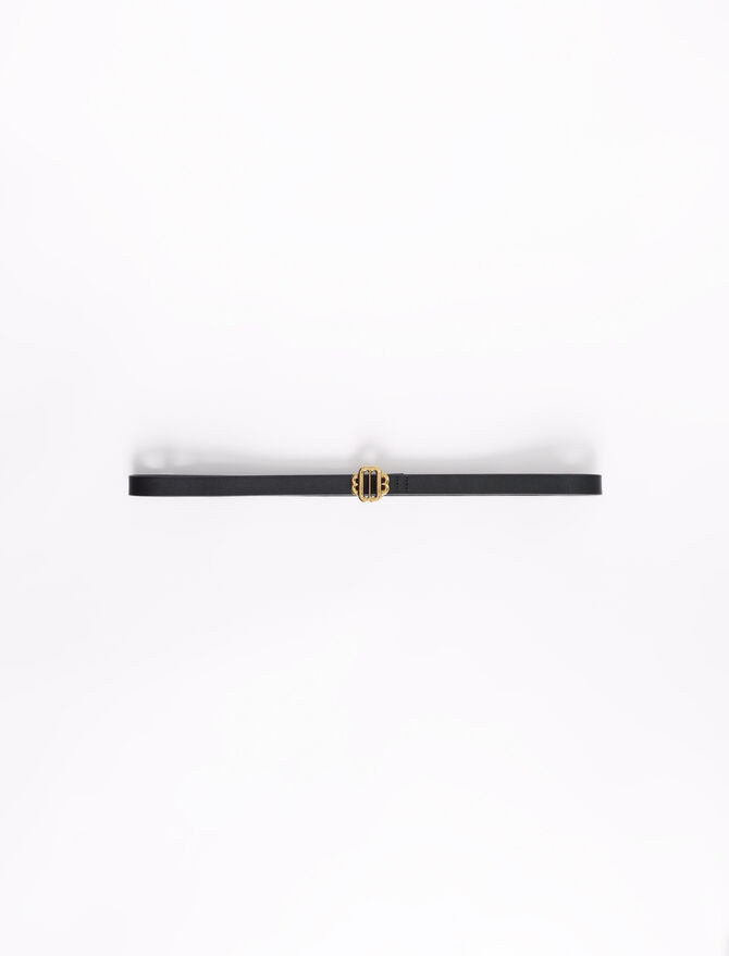 121AMINIMOON Ceinture fine en cuir noir boucle dorée | Maje EU