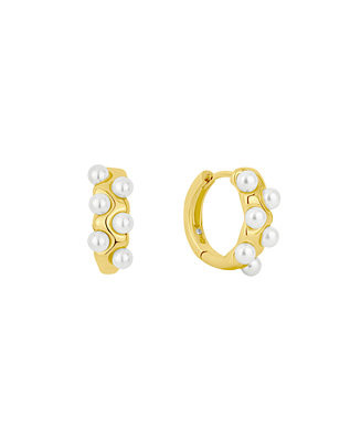 Simulated Cultivated Pearl Hinged Hoop Earrings | Macy's