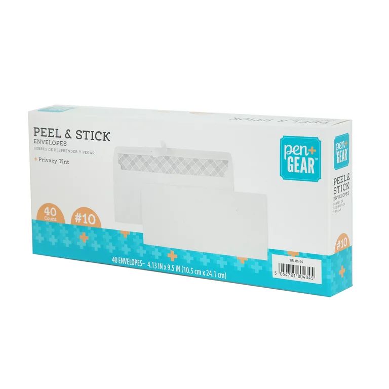 Pen+Gear #10 Privacy Tint Peel and Stick Envelopes, White, 4.13" x 9.5", 40 Count | Walmart (US)