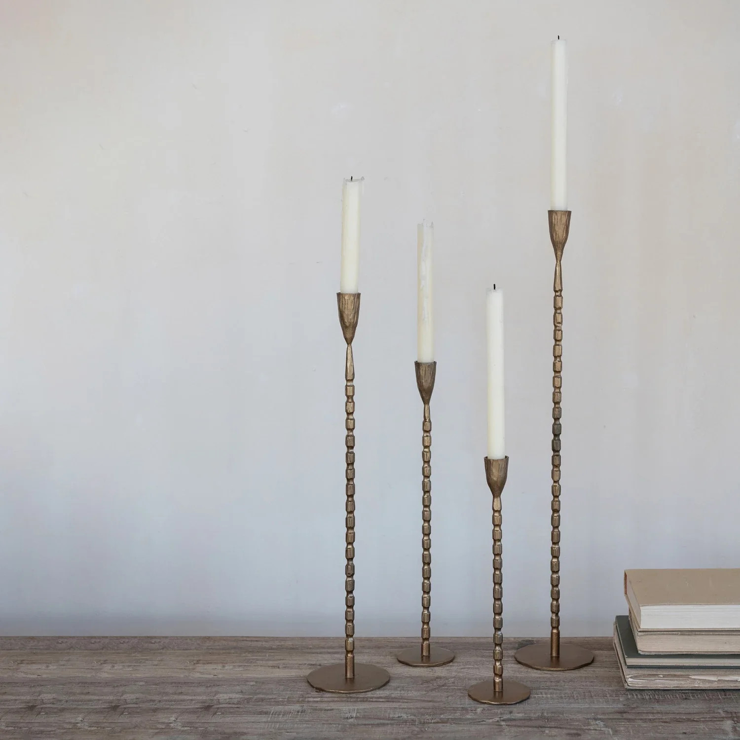 Cast Iron Brass Finished Candlesticks | Eco Chic Home