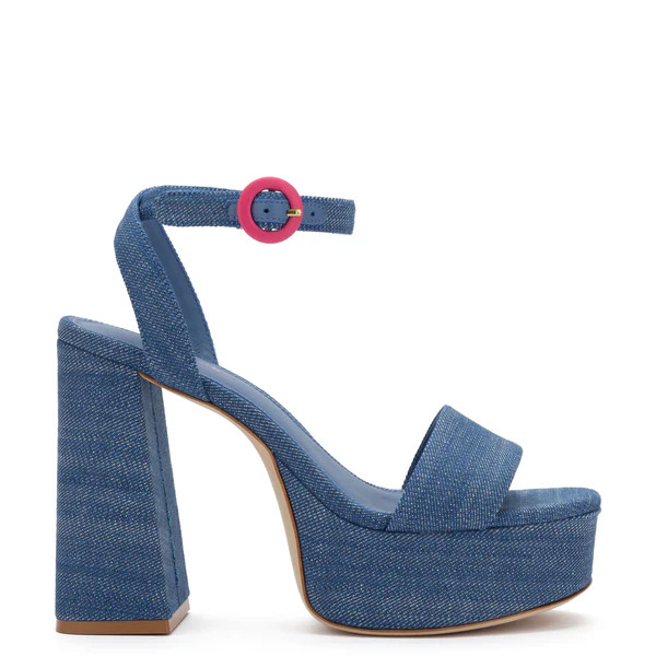 Dolly Sandal In Blue Denim | Larroude