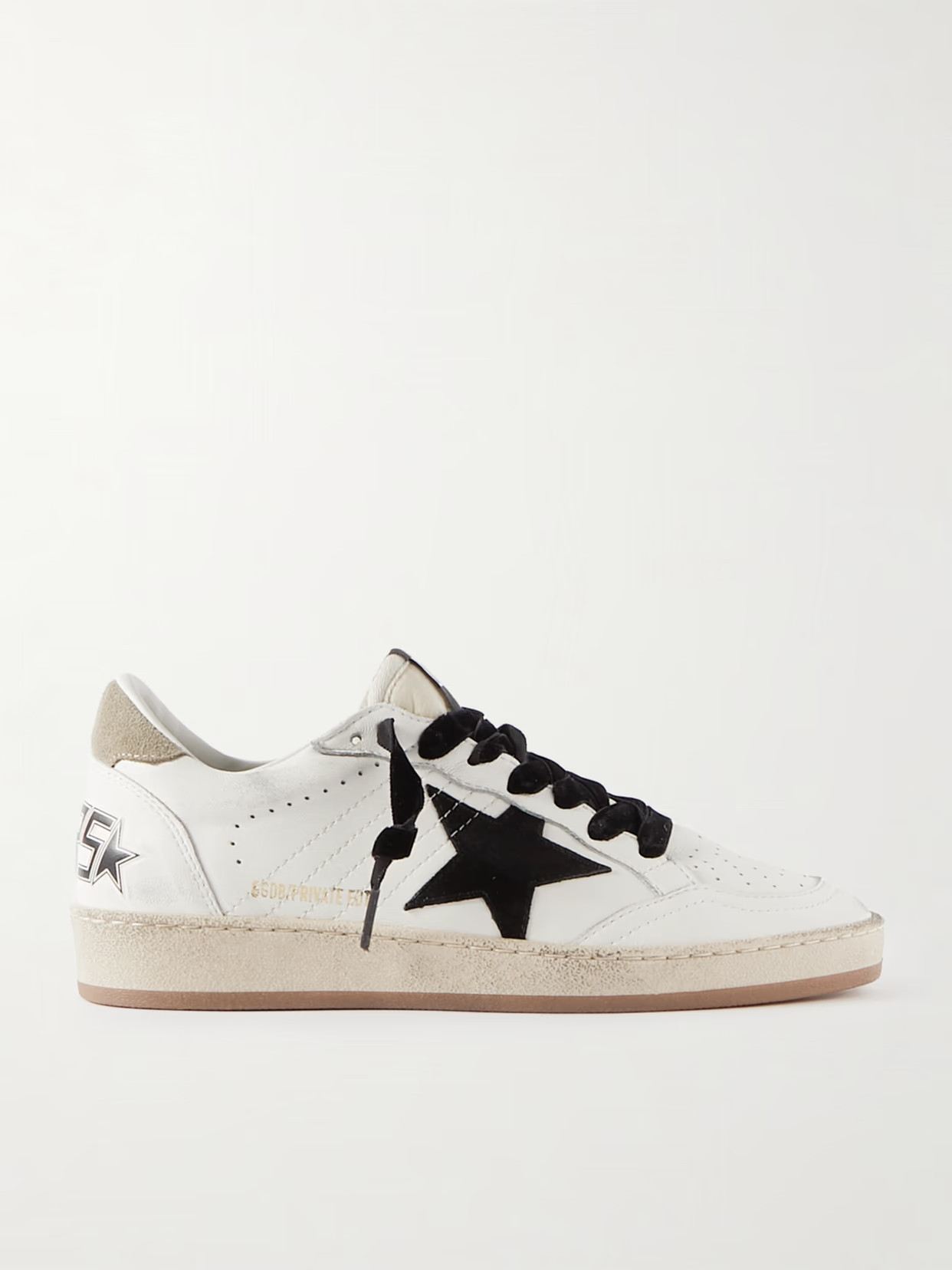 Golden Goose - Ball Star Distressed Printed Suede-trimmed Leather Sneakers - White | NET-A-PORTER (US)