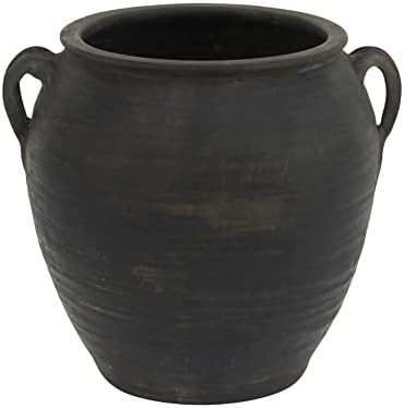 Artissance Vintage Charcoal Gray Ceramic Pottery Jar – Large 12'' Decorative Vase with Dual Han... | Amazon (US)
