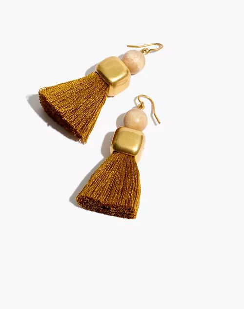 Wooden Bead Tassel Earrings | Madewell