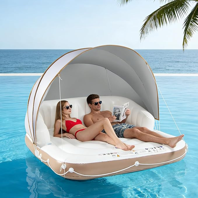 Giantex Canopy Island Inflatable Lounge, Floating Island Raft w/SPF50+ Retractable Detachable Sun... | Amazon (US)
