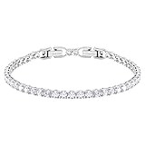 Swarovski Tennis Deluxe Collection Women's Tennis Bracelet, Sparkling White Crystals with Rhodium Pl | Amazon (US)