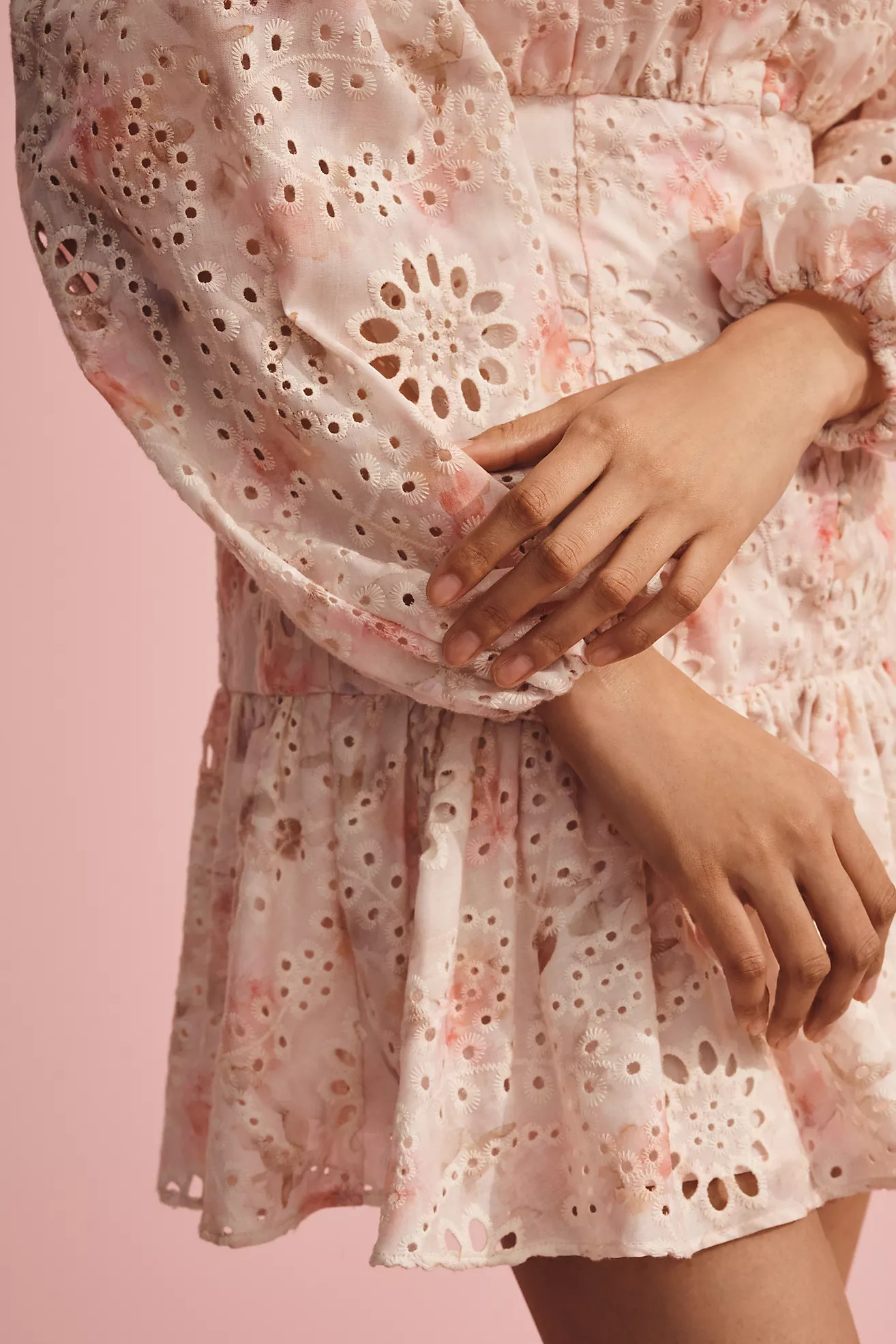 Bardot Hendry Long-Sleeve Floral Lace Mini Dress | Anthropologie (US)