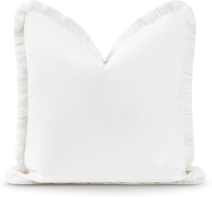 Hofdeco Premium Coastal Patio Indoor Outdoor Pillow Cover Only, 20"x20" Water Resistant, Solid wi... | Amazon (US)