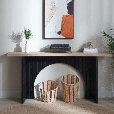 GDFStudio Daro Modern Console Table with Arch Base, Black/Natural | Target