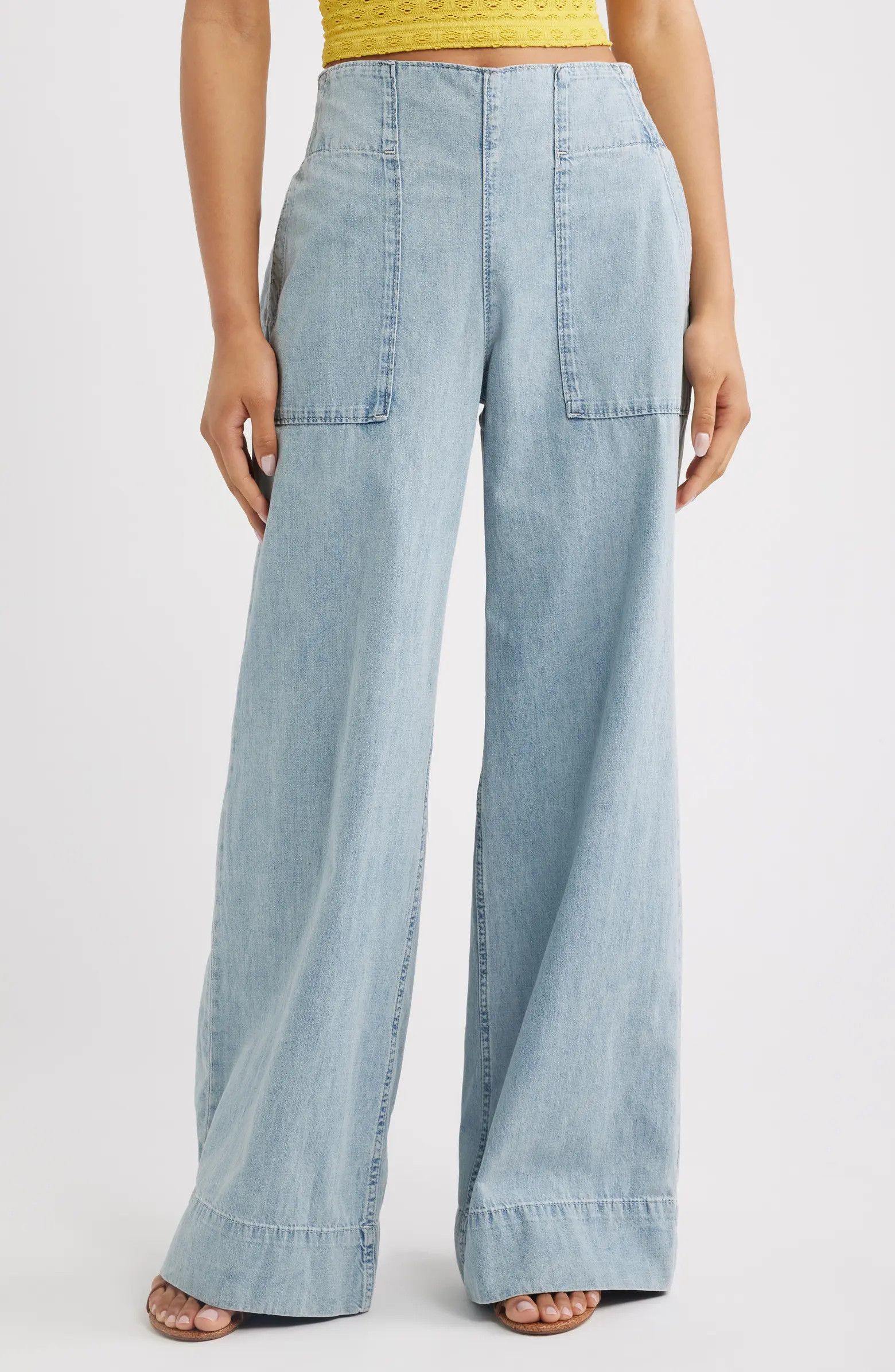 Free People Breezy Pull-On Wide Leg Jeans | Nordstrom | Nordstrom