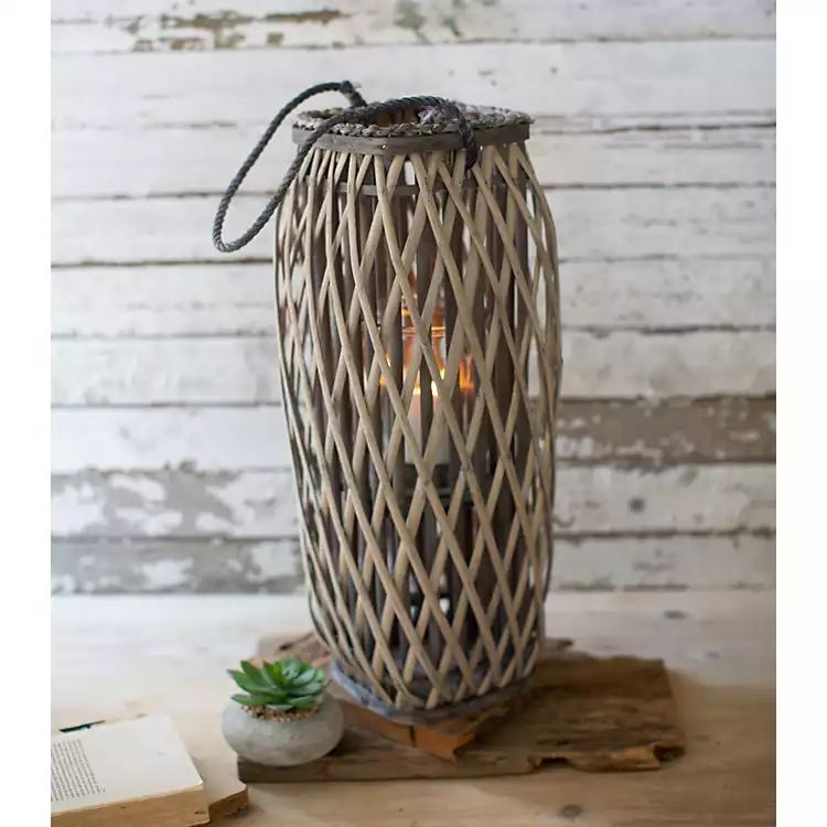 Gray Willow Woven Oval Lantern, 23 in. | Kirkland's Home