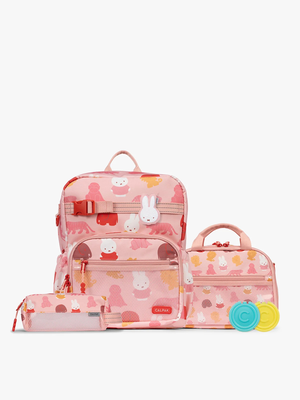 Miffy Kids School Essentials Bundle with Medium Backpack in Miffy Pink Zoo Trip | CALPAK