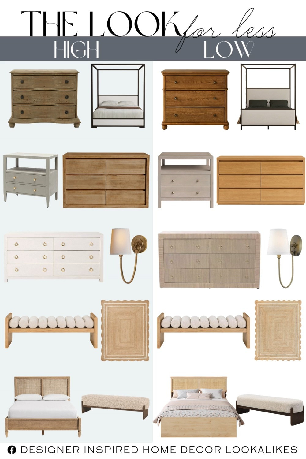 10 High/Low Bedroom Furniture Dupes. Designer-Inspired Bedroom Furniture. Designer Bedroom Furniture Dupes. Modern Luxury Bedroom Furniture Dupes. Contemporary Bedroom Furniture Lookalikes. Affordable Luxury Bedroom Furniture Dupes. High-End Bedroom Furniture for Less. 

Home more affordable option find copy cat similar look for less budget friendly affordable cheap cheaper beautiful pretty. Clearance sale coupon code discount code promo code luxury lookalike look a like Inspo inspiration inspired by idea ideas Love like these? I share multiple every day in my FB group.
#10highlow #bedroomfurniture #bedroominspo #furnituredupes #designerdupes #lookforless #homeinspo #bedroomdesign #modernbedroom 

 #LTKHome