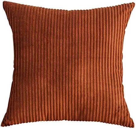TangDepot, Set of 2 Solid Velvet Striped Corduroy Decorative Throw Pillow Covers, Euro Shams, Europe | Amazon (US)