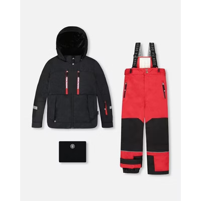 Deux par Deux Boy Two-Piece Teknik Snowsuit Red - 4 Years | Target