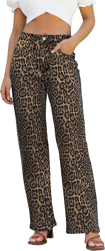 Womens Jeans High Waisted Straight Leg Loose Stretchy Lightweight Tummy Control Trendy Jeans for ... | Amazon (US)