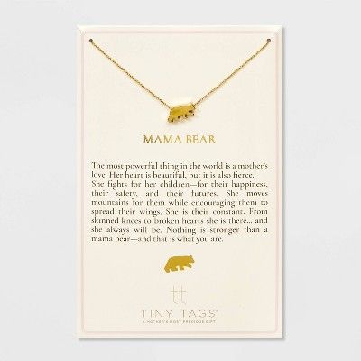 Tiny Tags 14K Gold Ion Plated Mama Bear Chain Necklace - Gold | Target
