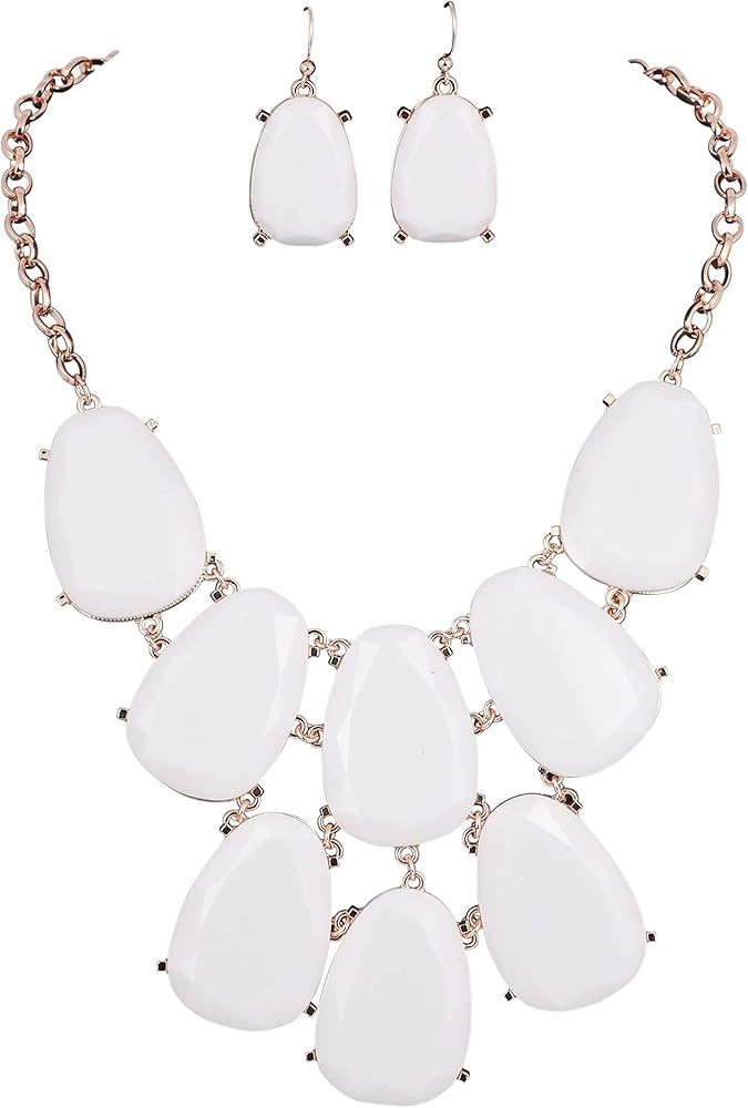 Firstmeet Chunky Bubble Statement Collar Necklace with Earrings for Women | Amazon (US)