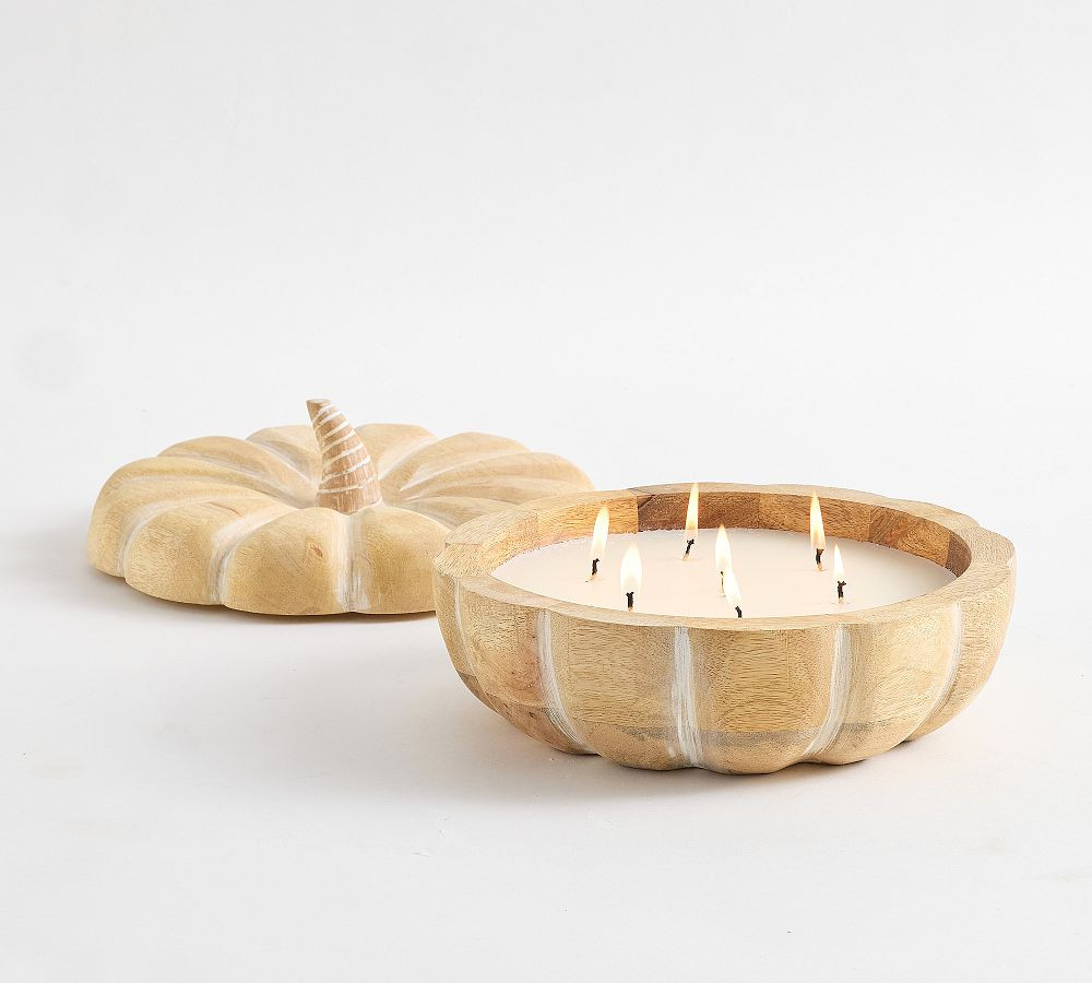Wooden Pumpkin Candle - Pumpkin Pie | Pottery Barn (US)