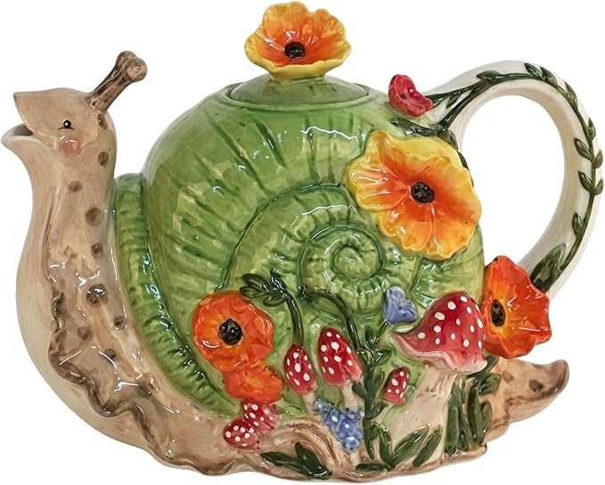 Blue Sky Clayworks Snail Teapot, 33.14 oz, 8.75"L x 5"W x 6.25"H | Amazon (US)