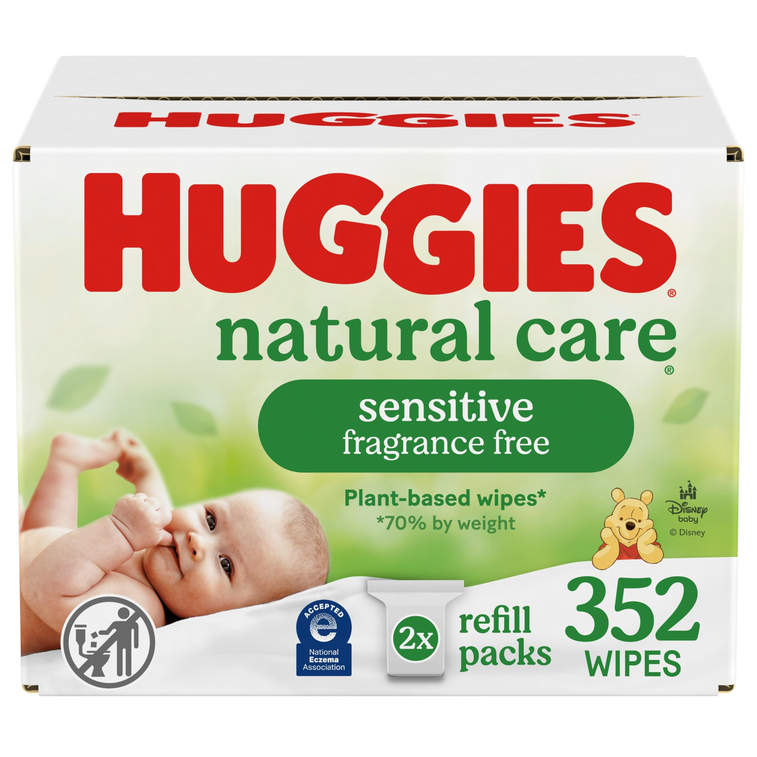 Huggies Natural Care Sensitive Baby Wipes, Unscented, Hypoallergenic, 99% Purified Water, 2 Refil... | Amazon (US)