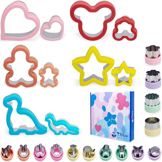 Sandwich Cutters Set 24 for Kids, Holiday Heart Shaped Cookie Cutters Vegetable Fruit Cutter Shap... | Amazon (US)