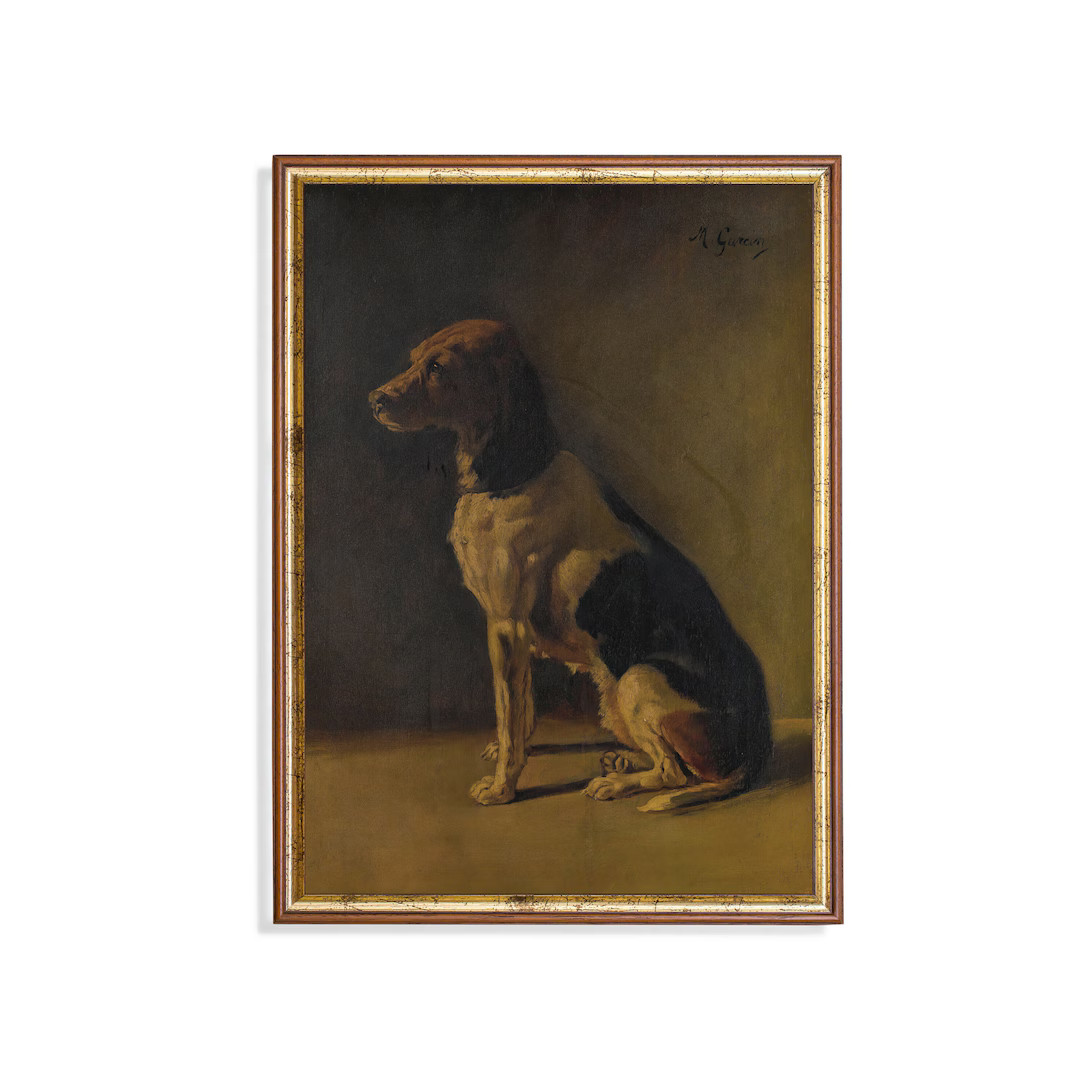 Vintage Dog Painting  Antique Animal Print  Moody Rustic Art - Etsy | Etsy (US)