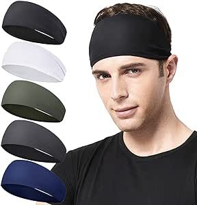 Acozycoo Mens Running Headband,5Pack,Mens Sweatband Sports Headband for Running,Cycling,Basketbal... | Amazon (US)