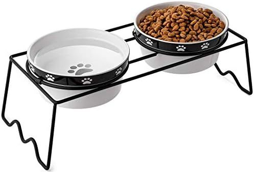 Y YHY Raised Dog Bowls, Elevated Dog Bowls 24oz, Ceramic Dog Cat Bowls for Food and Water, Pet Bowls | Amazon (US)