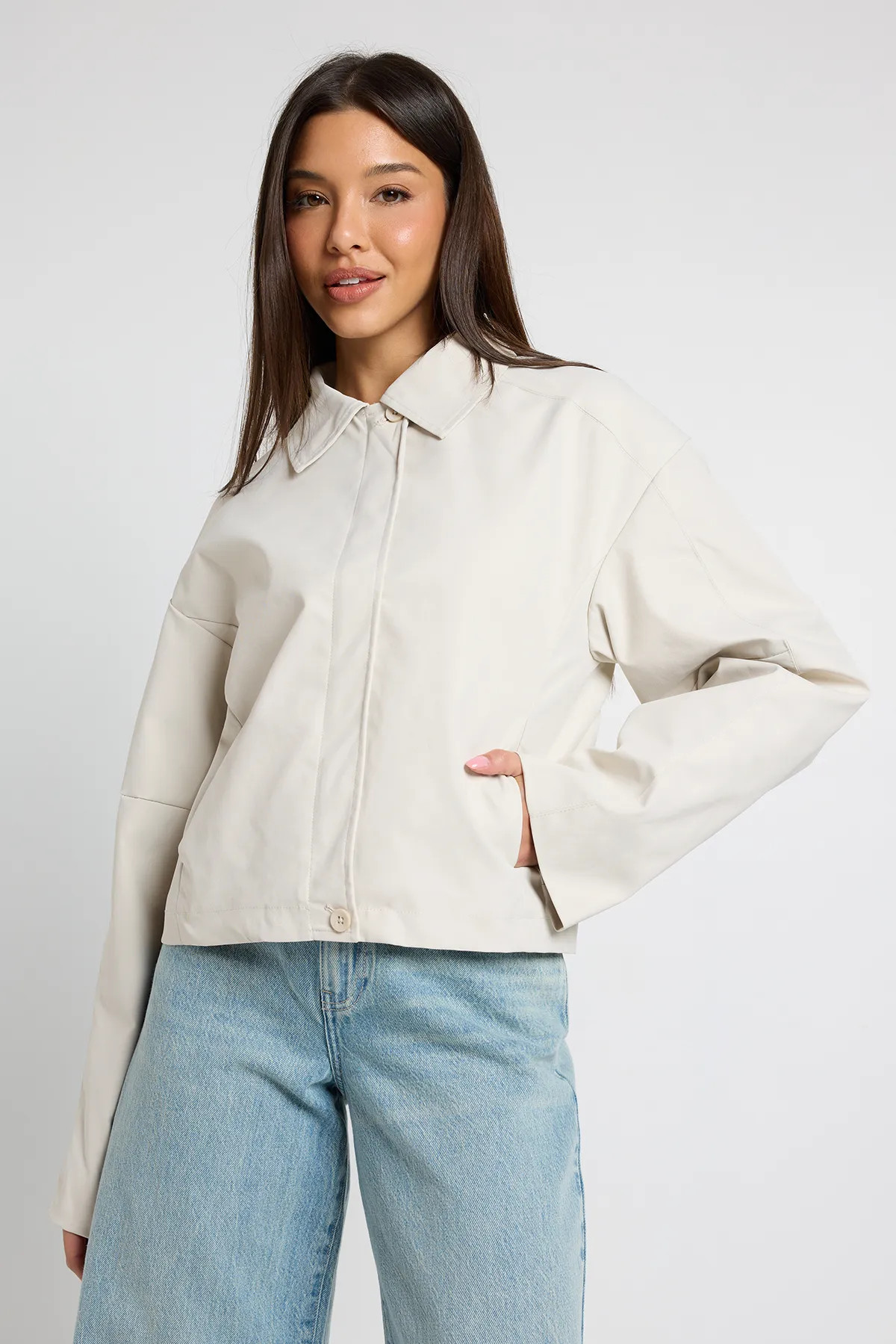 Light Grey Boxy Short Trench Jacket | Boohoo | Boohoo.com (UK & IE)