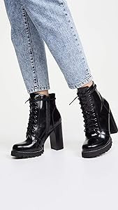 Jeffrey Campbell Refresh Black Box Leather Platform Chunky Lace-Up Ankle Booties, 9 | Amazon (US)