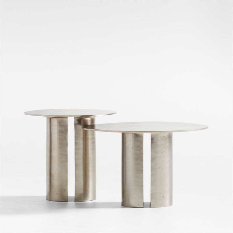 Argent Metal Round Nesting Accent Tables, Set of 2 by Athena Calderone + Reviews | Crate & Barrel | Crate & Barrel