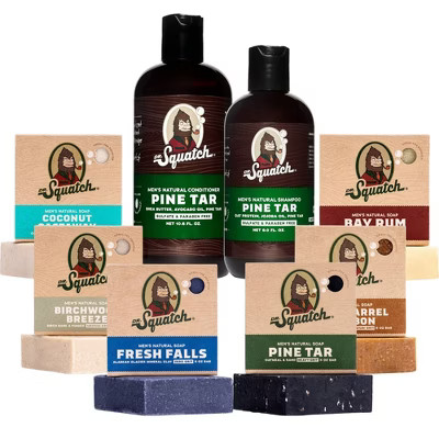DR. SQUATCH Men's Natural Shampoo, Conditioner & Bar Soap Bundle - Pine Tar - 48.6oz/8ct | Target