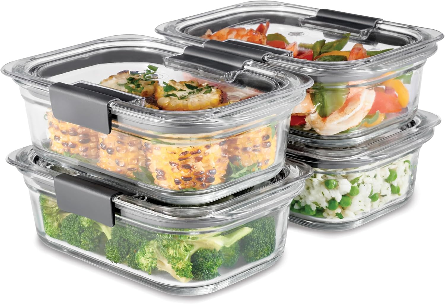 Rubbermaid Brilliance Glass Food Storage Containers, 3.2 Cup, Set of 4, BPA-Free, Leak-Proof, Clear | Amazon (US)