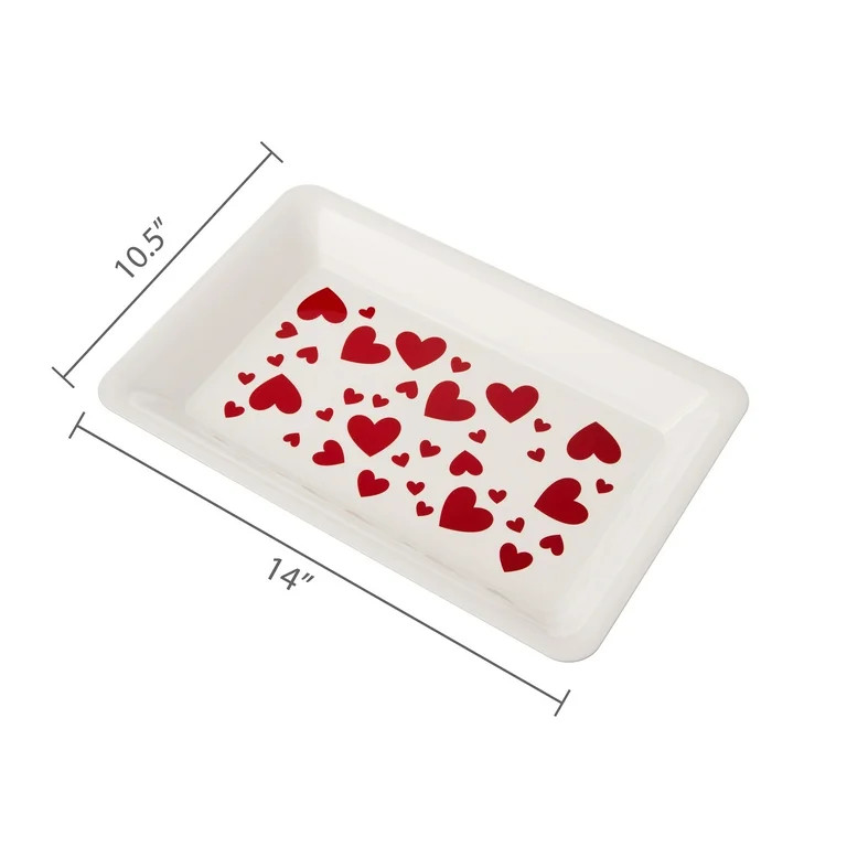 Heart Serving Tray, Red and White, 15" x 10", Valentine's Day by Way To Celebrate | Walmart (US)