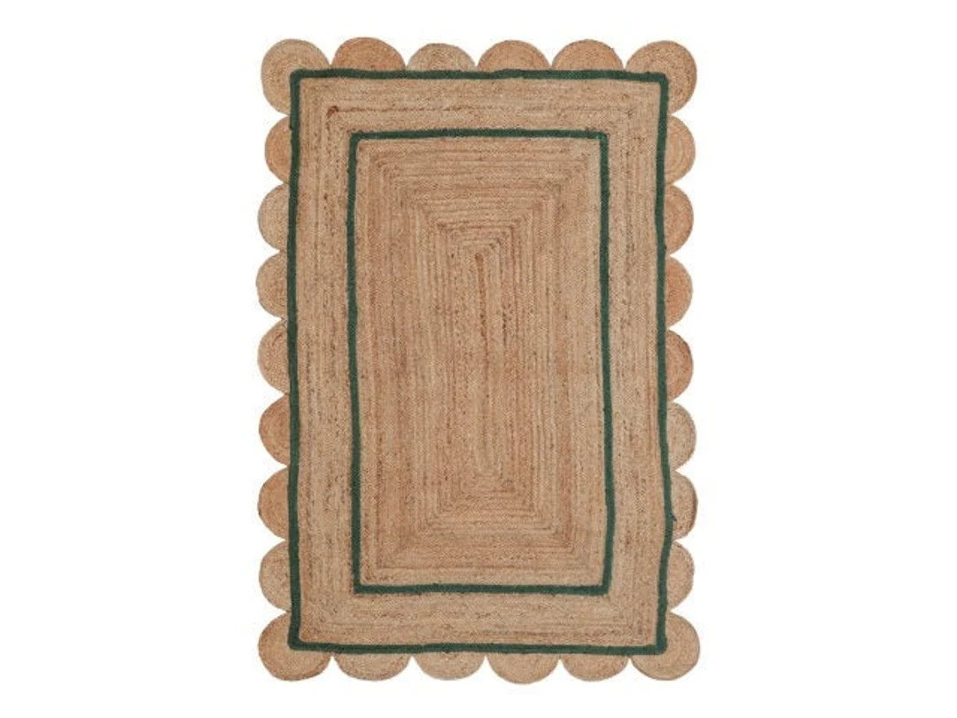 4x6 Scalloped Jute Rug for Living Room, Braided Jute Rug, Scalloped Pattern Rug 3x5, Square Scall... | Etsy (US)