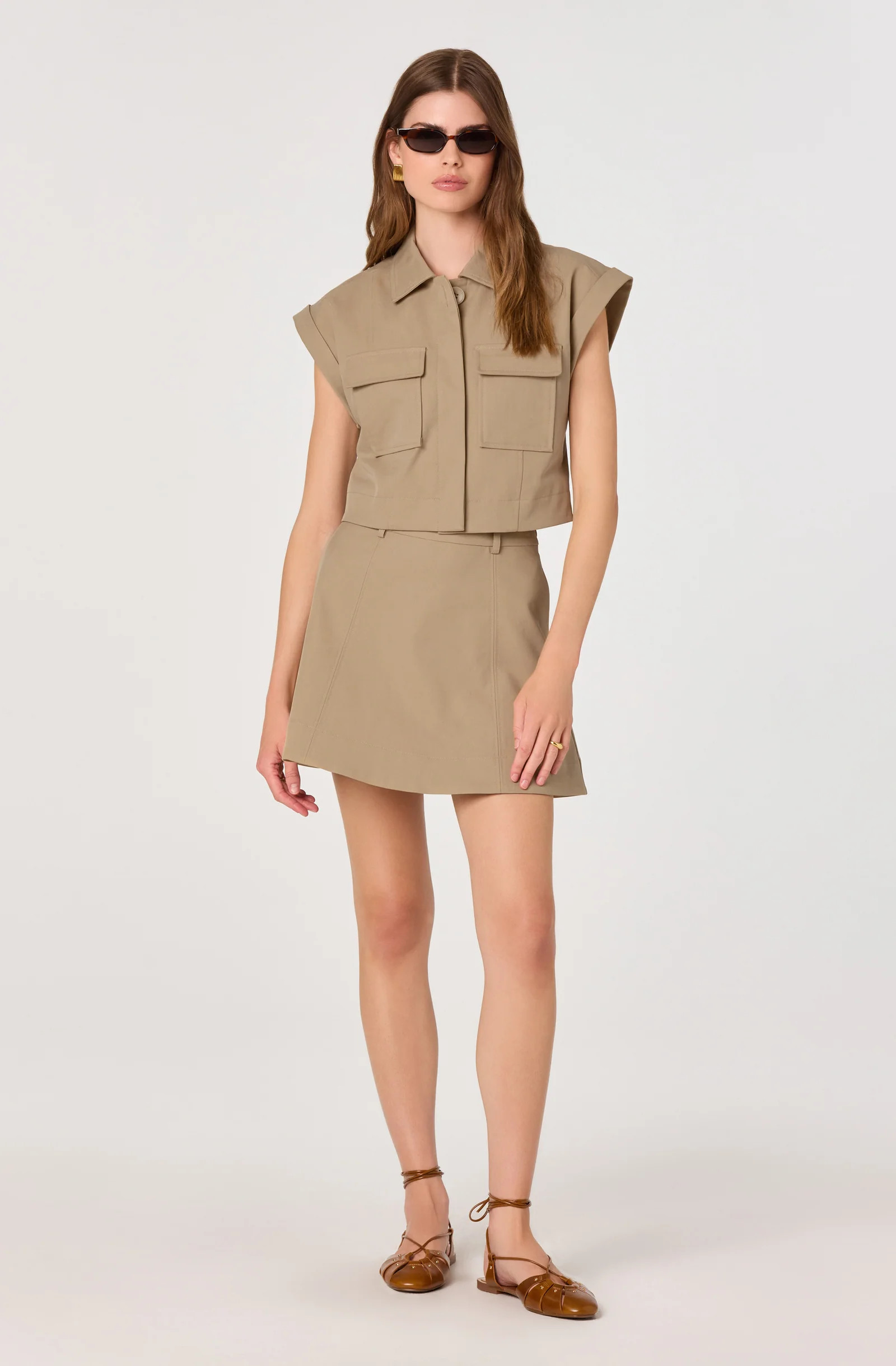 Cairn Woven A-Line Mini Skirt - Khaki / XS | ASTR The Label (US)